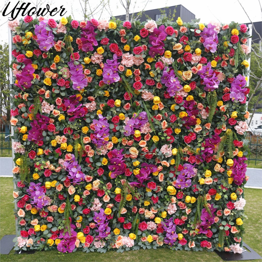 Wedding Backdrop Curtain - Uflower 5D Red Purple Rose Green