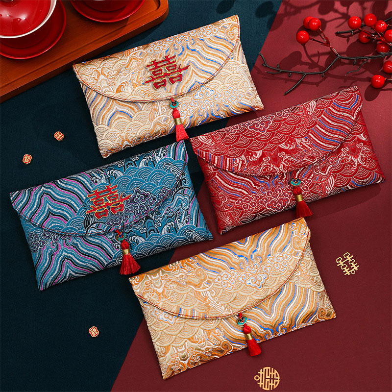2 Pcs Brocade Embroidery Fabri - Wedding Envelopes ulasan dan harga