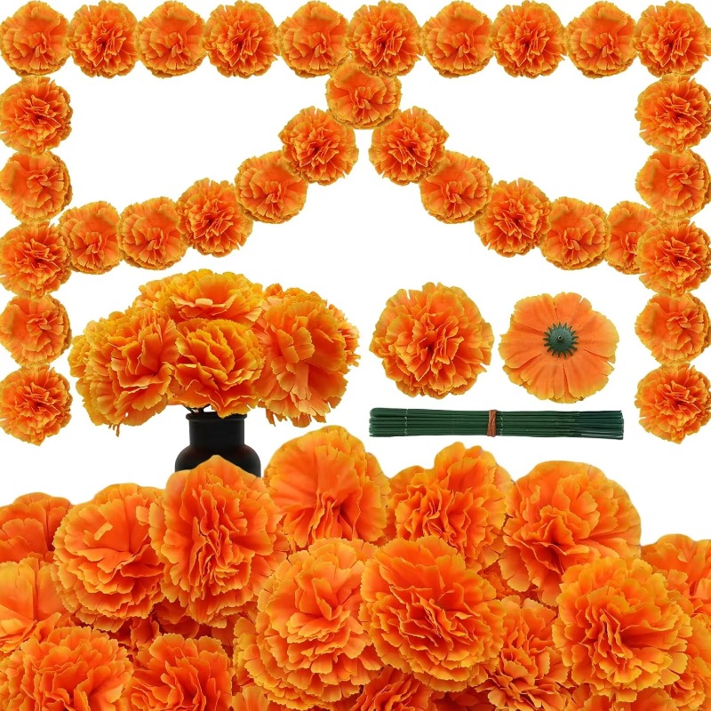 10-30PCS Silk Carnation Marigo - Indian Wedding Decor Supply ulasan dan harga
