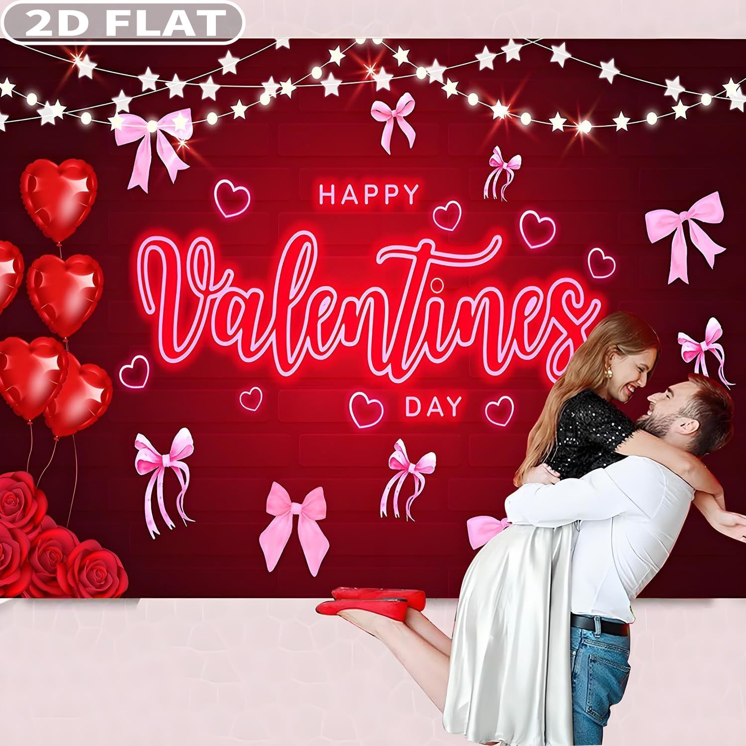 2D FLAT 1pc Happy Valentine's  - Photo Booth Prop ulasan dan harga