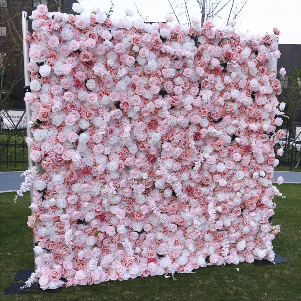 Uflower 5D Pink White Rose Clo - Wedding Backdrop Curtain ulasan dan harga
