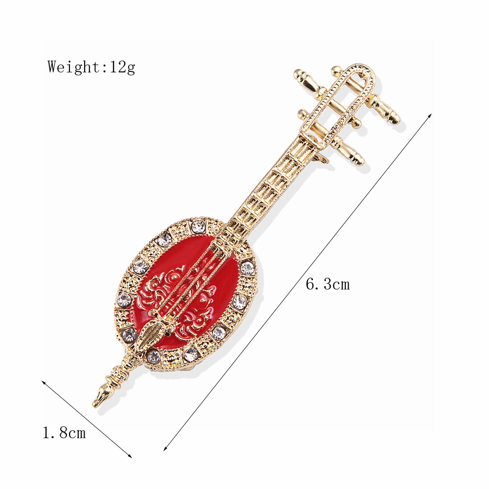 Antique Lute Red Enamel Brooch - Suit Supply Wedding Party ulasan dan harga