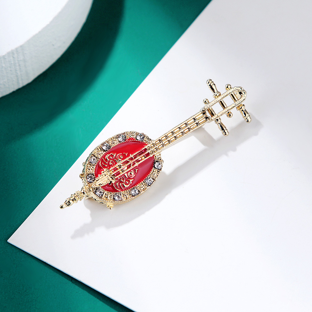 Antique Lute Red Enamel Brooch - Suit Supply Wedding Party ulasan dan harga