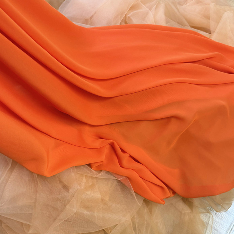 Yellow Orange Chiffon Fabric B - Wedding Backdrop Curtain ulasan dan harga