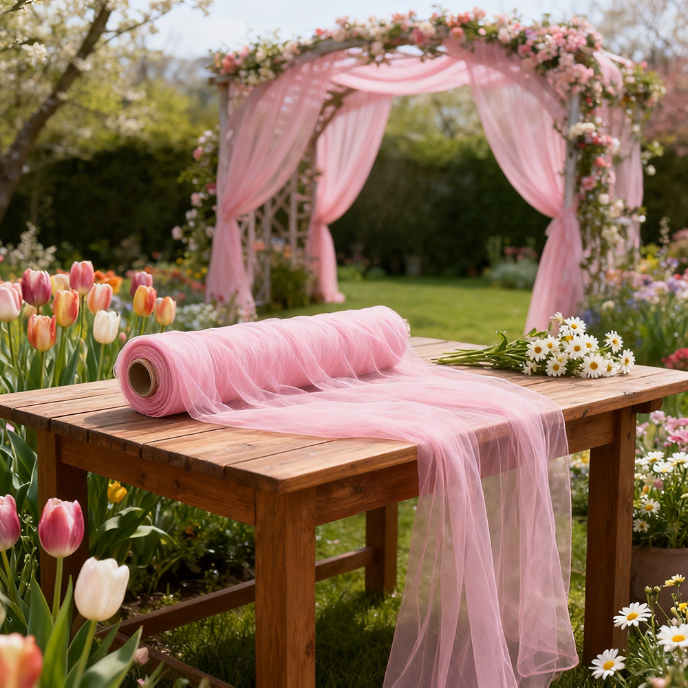 Extra Long Semi Transparent Tu - Wedding Backdrop Curtain ulasan dan harga