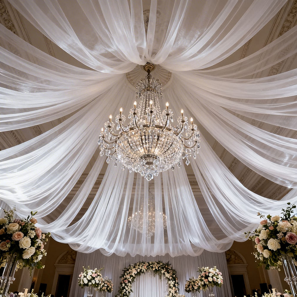 Extra Long Semi Transparent Tu - Wedding Backdrop Curtain ulasan dan harga